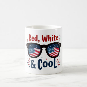 Caneca De Café Branco vermelho e Legal 4 de julho Mug