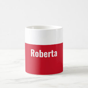 Caneca De Café Branco Vermelho Moderno e Simples Minimalista Seu