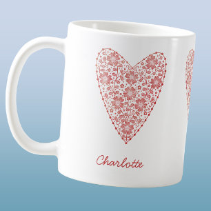 Caneca De Café Branco vermelho personalizado escandinavo