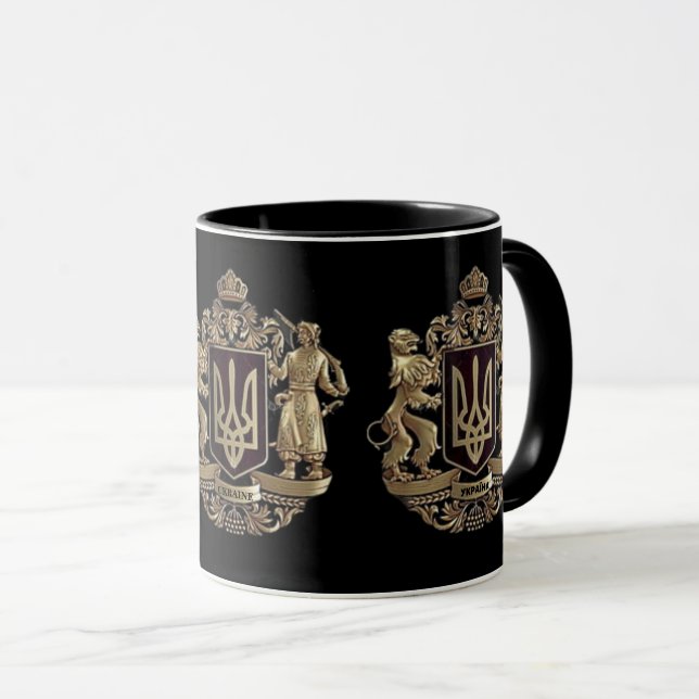 Caneca de Café Brasão da Ucrânia (Frente Esquerda)