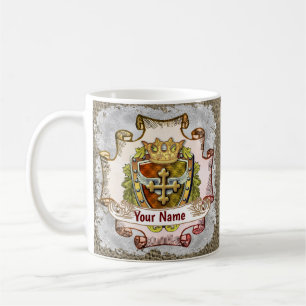 Caneca De Café Brasão de Armas da Família Cruz Sobrenome