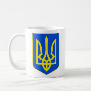 Caneca De Café Brasão de Armas da Ucrânia Tridente Dourado Arte R
