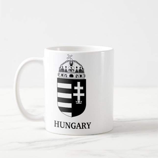 Caneca De Café Brasão de Armas Húngaro Arte Monocromática Contemp (Esquerda)