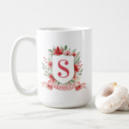 Caneca De Café Brasão de Férias Grandmillennial | Monograma de Na