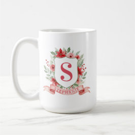 Caneca De Café Brasão de Férias Grandmillennial | Monograma de Na