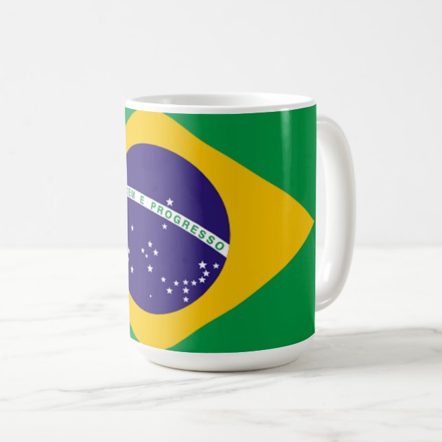Caneca De Café Brasil: Bandeira do Brasil (Frente Esquerda)