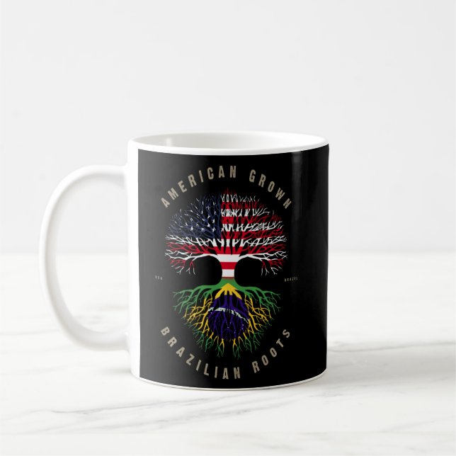 Caneca De Café Brasil: Brasil cresce coração amava bandeira brasi (Esquerda)