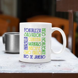 Caneca De Café Brasil: Nomes da Cidade do Brasil Poster