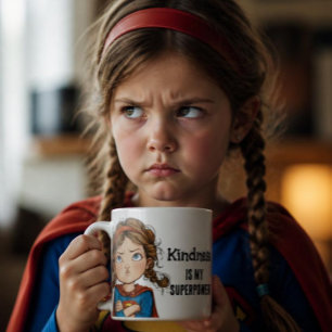 Caneca De Café Bratty Super-Herói Moça