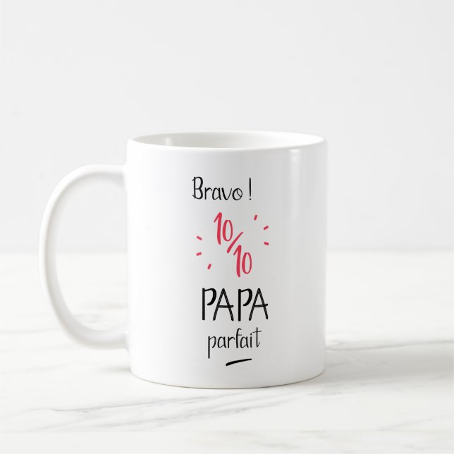 Caneca De Café Bravo 10 sobre 10 papá perfeita (Esquerda)