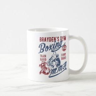 Caneca De Café Brayden's Gym Boxing Mma Retro Design para o nome