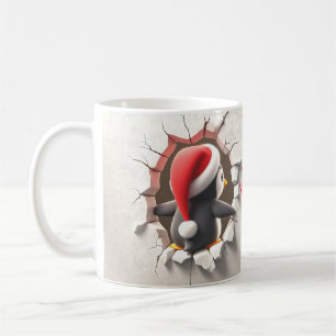Caneca De Café Breakout do Pinguim de Natal em 3D