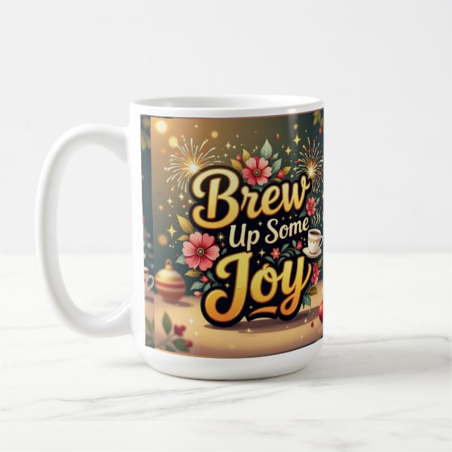 Caneca De Café Brew up some joy merry Christmas  (Esquerda)