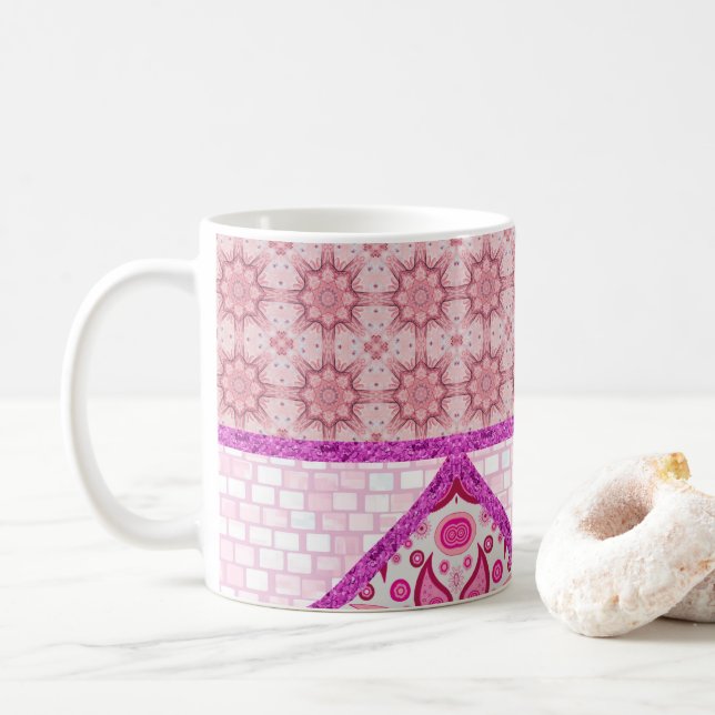 Caneca De Café Brick Paisley Mug Rosa (Com Donut)