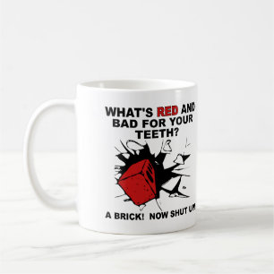 Caneca De Café Brick Vermelho Mau Para Dentes Engraçados Cachorro