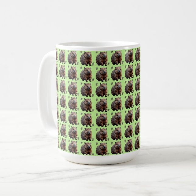 Caneca De Café Brickwork Burrow: Uma Canvas Verde da Mulher, (Frente Esquerda)