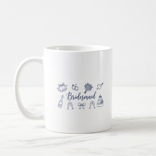 Caneca De Café Bridesmaid Bride Squad Bow Bridal Party Wedding (Esquerda)