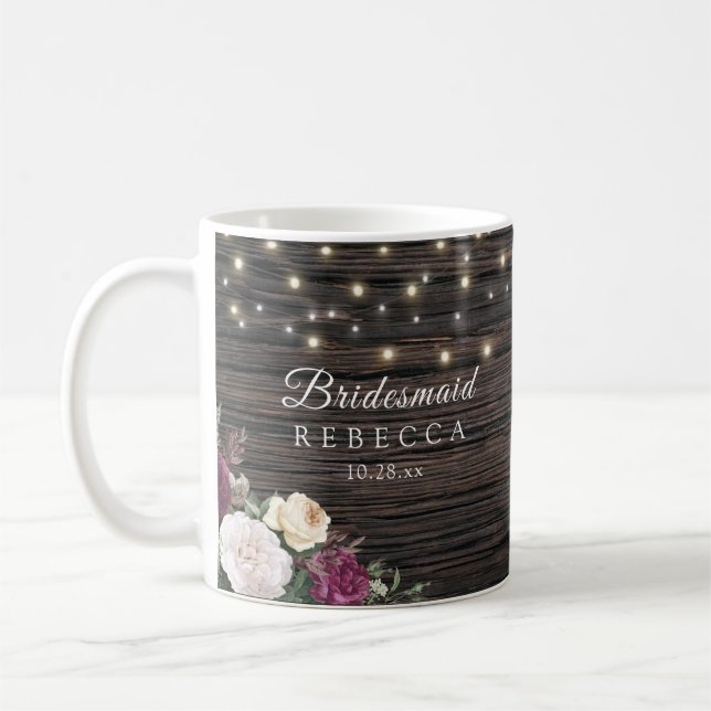 Caneca De Café Bridesmaid de Casamento de Madeira russa (Esquerda)