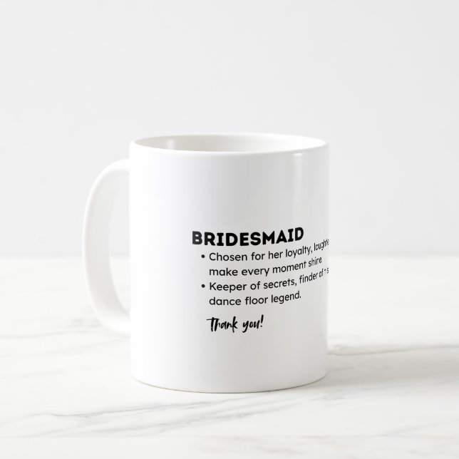 Caneca De Café Bridesmaid Definition Card – Funny & Heartfelt Bri (Frente Esquerda)