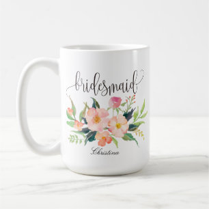 Caneca De Café Bridesmaid Floral Personalizado Casamento -5