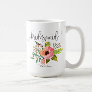 Caneca De Café Bridesmaid Floral Personalizado Casamento -6