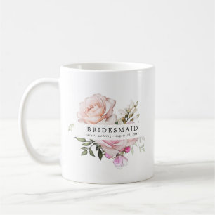 Caneca De Café Bridesmaid Floral Rosa Rosa Rosa Escamuflada
