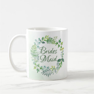 Caneca De Café Bridesmaid Greenery Wreath Watercolor