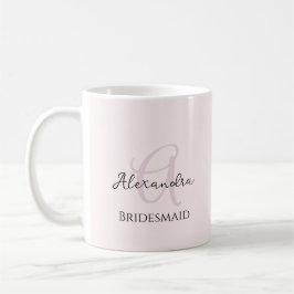 Caneca De Café Bridesmaid Modern Minimalista Monograma Cor-de-ros