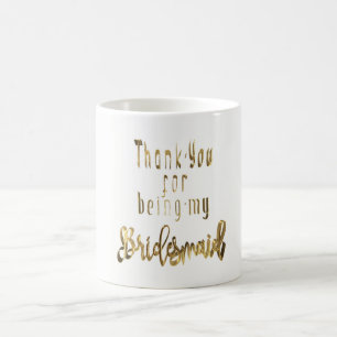 Caneca De Café Bridesmaid Obrigado Pela Dourada Típica