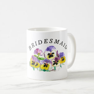 Caneca De Café Bridesmaid Pansies Floral Vintage Boho Wedding