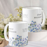 Caneca De Café Bridesmaid Periwinkle Wildflower Elegante Floral<br><div class="desc">Caneca-de-cabra personalizada com nome e detalhes de casamento e decorada com flores silvestres de cor d'água. Mude o papel para criar um presente de guarda para todas as senhoras na sua festa de casamento. Este doce design floral tem flores silvestres femininas e delicadas em uma paleta romântica de lilás, travessas,...</div>