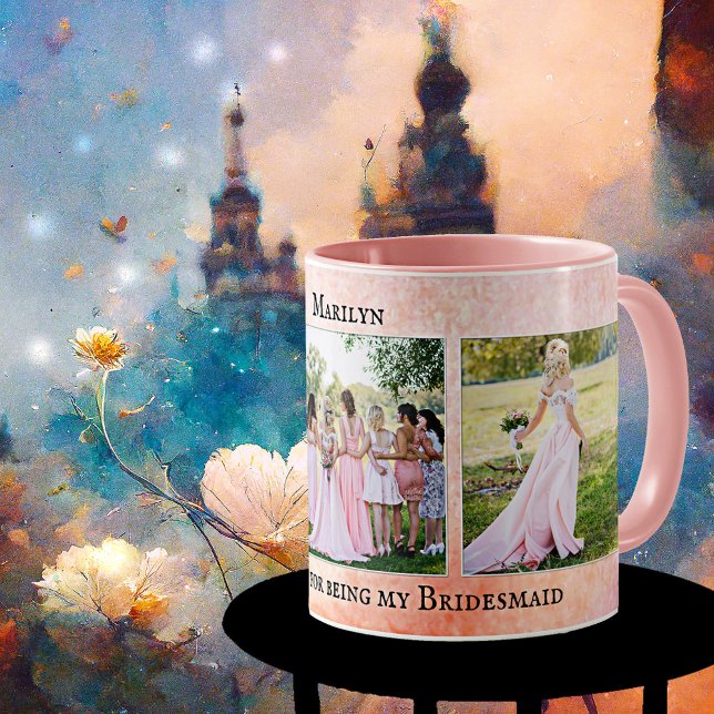Caneca De Café Bridesmaid Personalizada Obrigado Mug Fotográfico (Criador carregado)