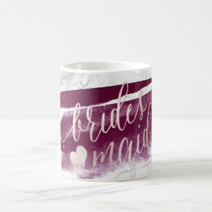Caneca De Café Bridesmaid PixDezines Script de Pink do Marble Blu