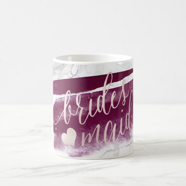 Caneca De Café Bridesmaid PixDezines|Script de Pink do Marble Blu (Centro)