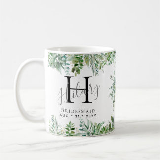 Caneca De Café Bridesmaids Personalizados Monograma Casamento Gre