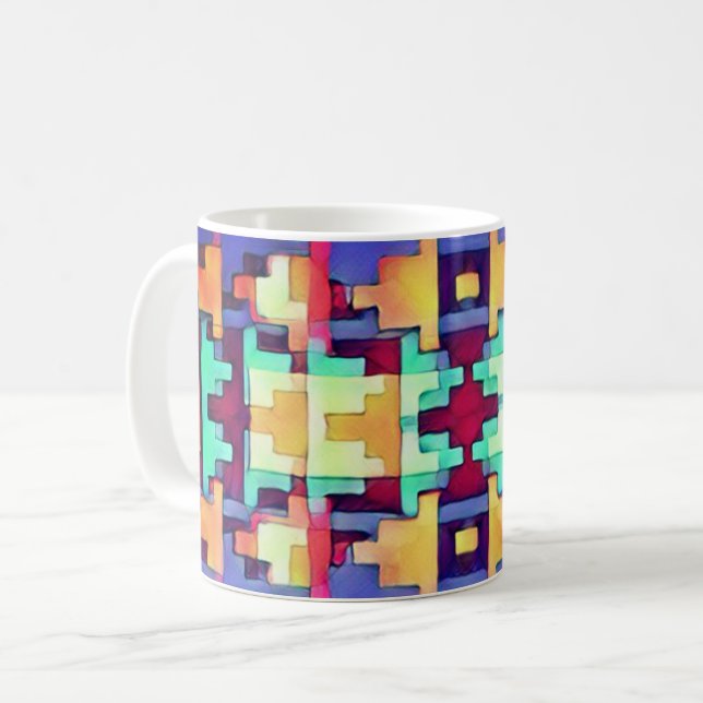Caneca De Café Bright Abstrato Southwest (Frente Esquerda)