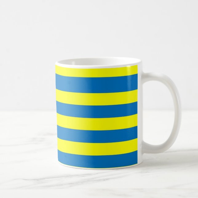 Caneca De Café Bright Bold Yellow and Blue Stripes (Direita)