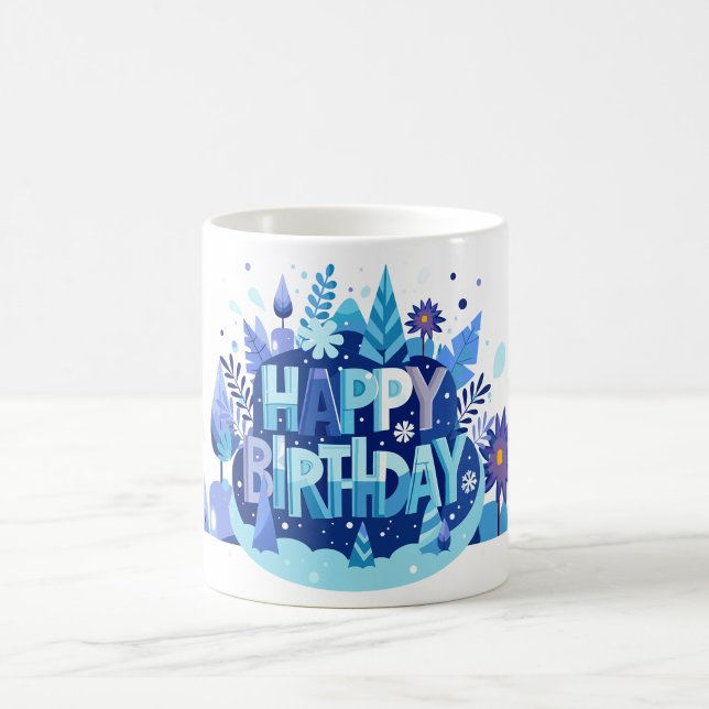 Caneca De Café Bright Botanical Birthday Gift (Vibrant Floral "Happy Birthday" Mug)