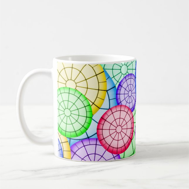 Caneca De Café Bright Colorful Abstract Circles Pattern (Esquerda)