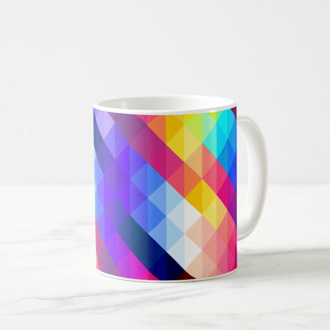 Caneca De Café Bright Colorful Abstract Geometric Pattern (Frente Esquerda)