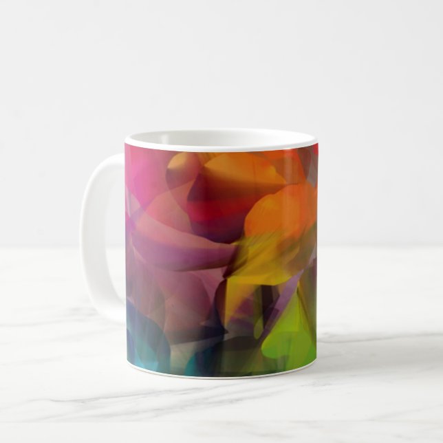Caneca De Café Bright Colorida Feather Art (Frente Esquerda)