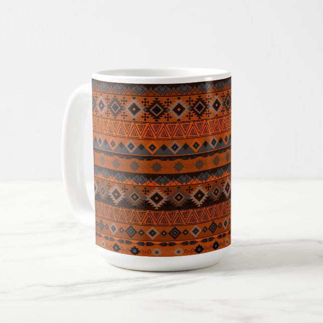 Caneca De Café Bright ethnic striped pattern. (Frente Esquerda)