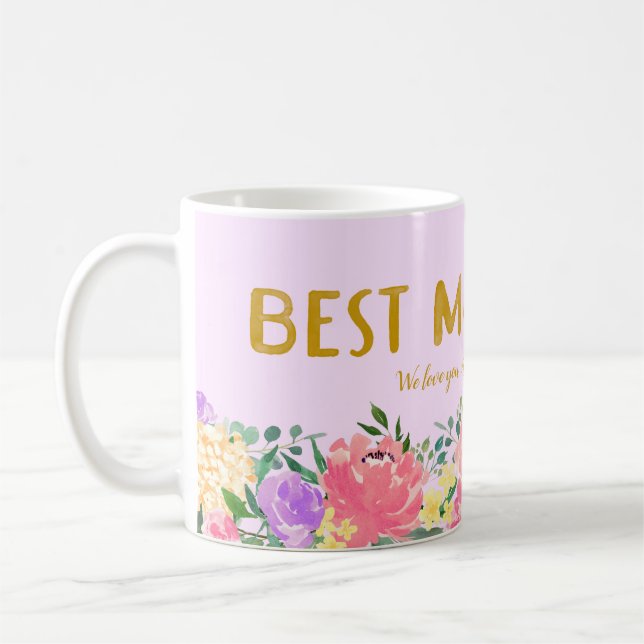 Caneca De Café Bright Floral Melhor Mãe Dia de as mães (Esquerda)