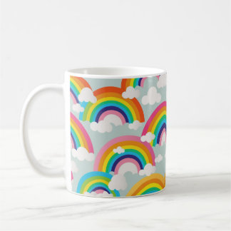 Caneca De Café Bright Rainbow Mug with Clouds