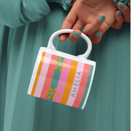 Caneca De Café Bright Stripe Cozy Floco de Neve