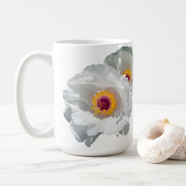 Caneca De Café Bright White Peony Mug (Com Donut)