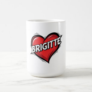 Caneca De Café Brigitte Cómic Pop Art Coração Nome