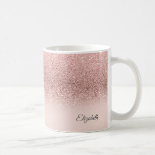 Caneca De Café Brilhante Rosa Dourado Moderno e Legal - Personali
