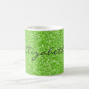 Caneca De Café Brilhante verde neon vibrante com tendência legal