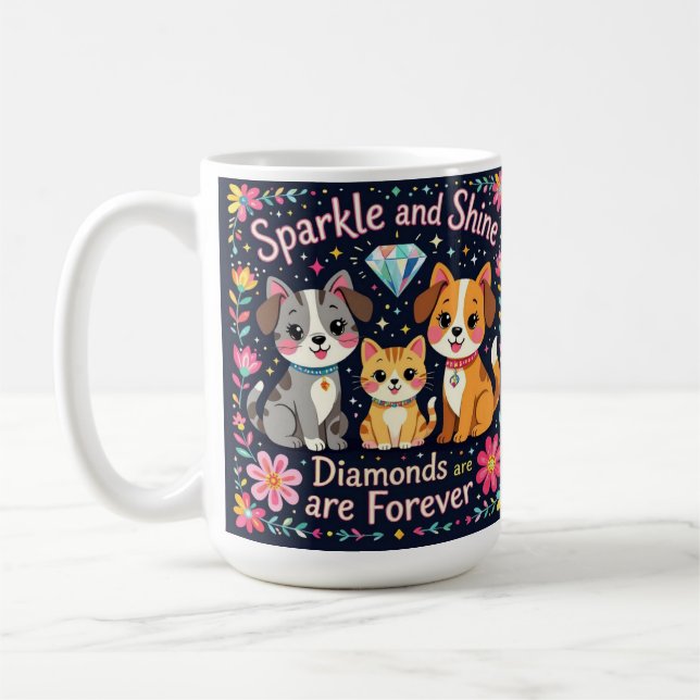 Caneca De Café Brilhe e brilhe diamantes são para sempre (Esquerda)
